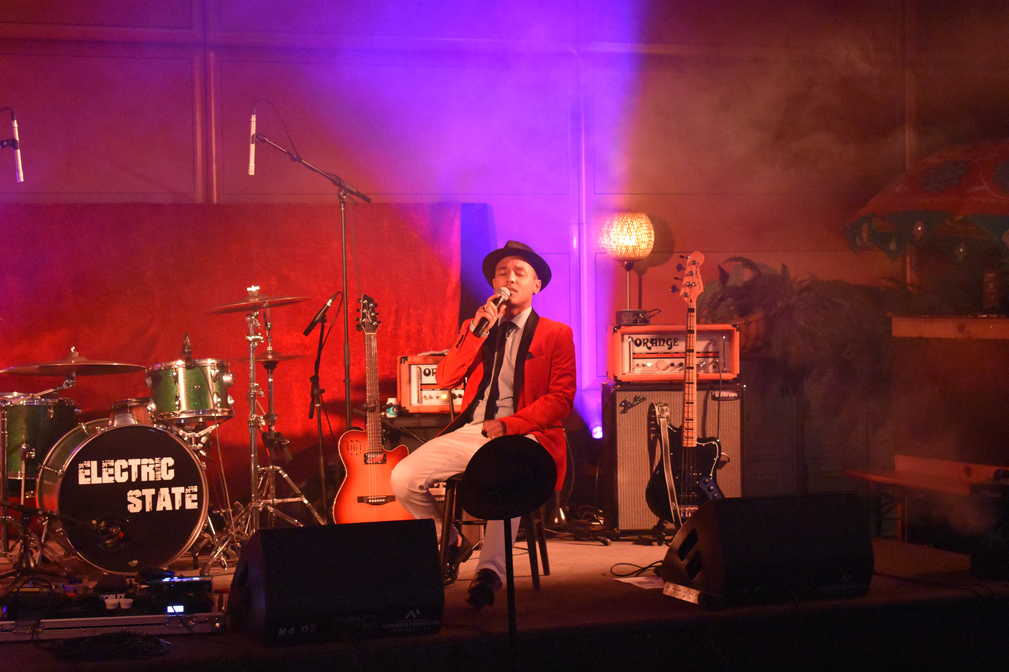 Jazz singer and poet Jake Dennis, performing at our launch